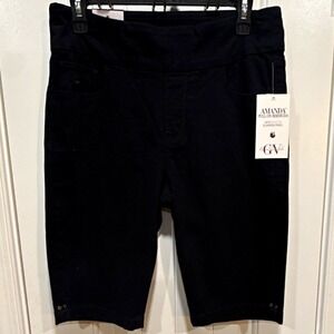 Gloria Vanderbilt Amanda Pull-On Denim Bermuda Shorts Slimming Black Size 8 NWT